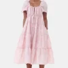 GANNI Kjoler<Pink Textured Cloqué Layer-kjole BleachedMauve