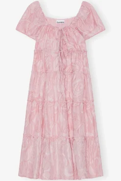 GANNI Kjoler<Pink Textured Cloqué Layer-kjole BleachedMauve