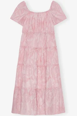GANNI Kjoler<Pink Textured Cloqué Layer-kjole BleachedMauve
