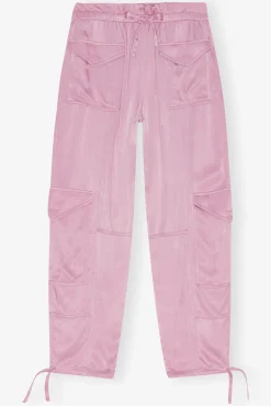 GANNI Bukser<Pink Washed Satin-bukse BleachedMauve