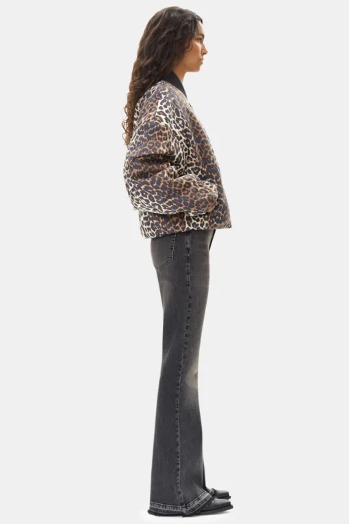 GANNI Ganni Exclusives | Leopardmønster Klær<Printed Canvas Oversized Short Bomber-jakke AlmondMilk