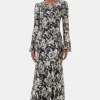 GANNI Kjoler<Printed Satin Maxi-kjole Flan