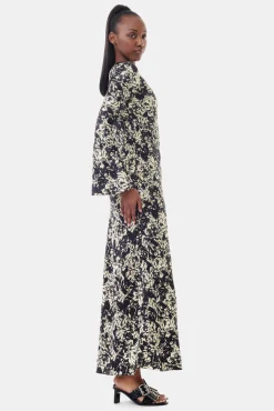 GANNI Kjoler<Printed Satin Maxi-kjole Flan