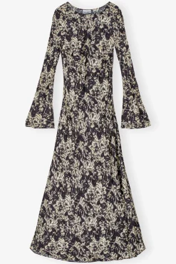 GANNI Kjoler<Printed Satin Maxi-kjole Flan