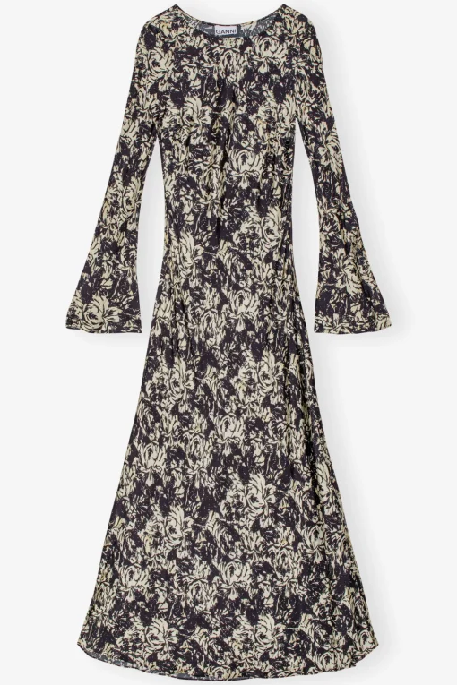 GANNI Kjoler<Printed Satin Maxi-kjole Flan