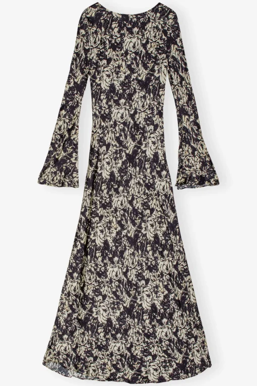 GANNI Kjoler<Printed Satin Maxi-kjole Flan