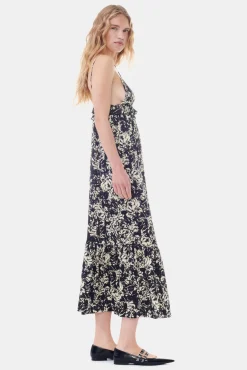 GANNI Ganni Exclusives | Kjoler<Printed Satin Strap-kjole Flan