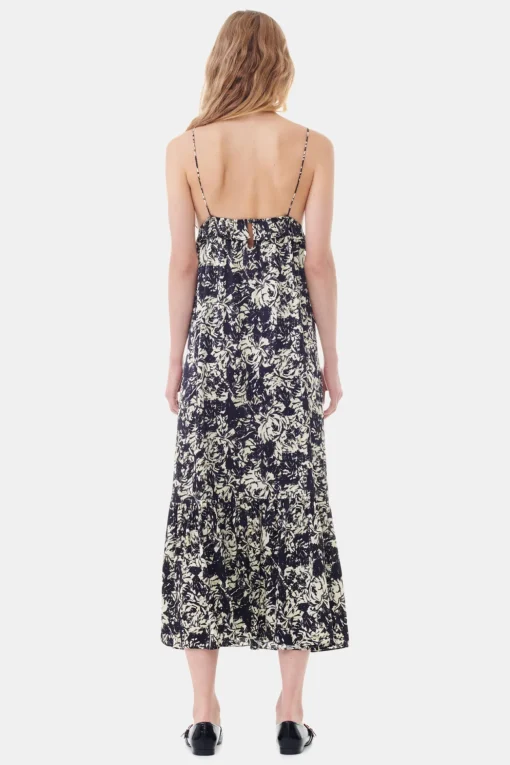 GANNI Ganni Exclusives | Kjoler<Printed Satin Strap-kjole Flan