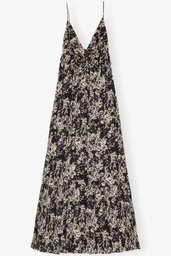 GANNI Ganni Exclusives | Kjoler<Printed Satin Strap-kjole Flan