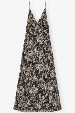 GANNI Ganni Exclusives | Kjoler<Printed Satin Strap-kjole Flan