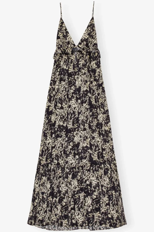 GANNI Ganni Exclusives | Kjoler<Printed Satin Strap-kjole Flan