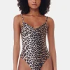 GANNI Leopardmønster Klær<Recycled Printed V-neck-badedrakt Leopard