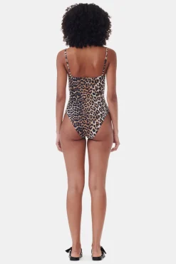 GANNI Leopardmønster Klær<Recycled Printed V-neck-badedrakt Leopard