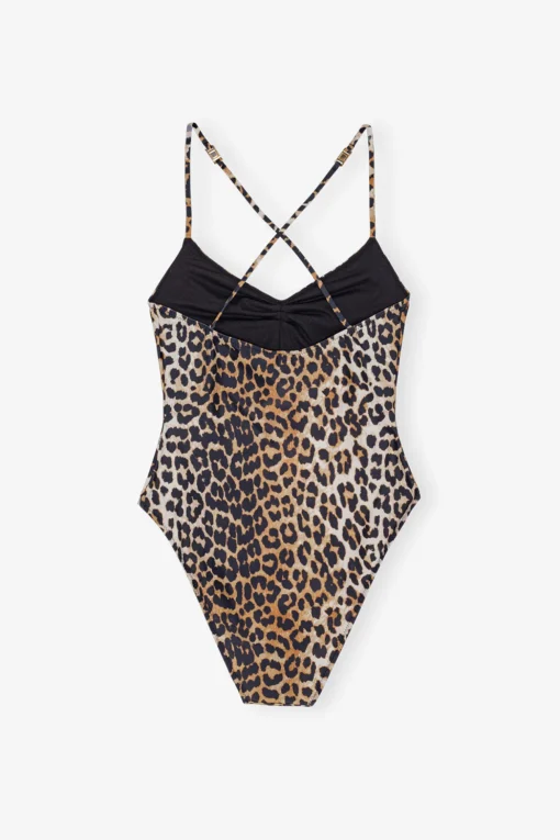 GANNI Leopardmønster Klær<Recycled Printed V-neck-badedrakt Leopard
