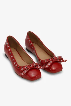 GANNI Sko | Ballerinasko<Red Eyelet Bow-ballerinasko RacingRed