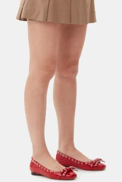 GANNI Sko | Ballerinasko<Red Eyelet Bow-ballerinasko RacingRed