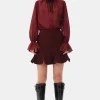 GANNI Trending Now | Dresstoff<Red Herringbone Wool Mini-skjørt Winery