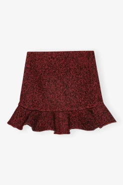 GANNI Trending Now | Dresstoff<Red Herringbone Wool Mini-skjørt Winery
