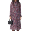 GANNI Kjoler<Red Pleated Georgette Midi-kjole HighRiskRed