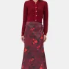 GANNI Trending Now | Festklær<Red Printed Satin Maxi-skjørt Winery