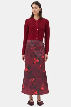 GANNI Trending Now | Festklær<Red Printed Satin Maxi-skjørt Winery
