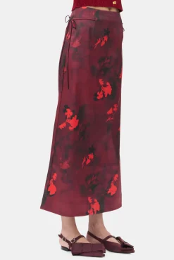 GANNI Trending Now | Festklær<Red Printed Satin Maxi-skjørt Winery