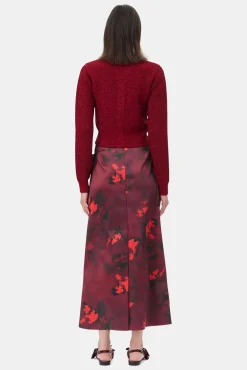 GANNI Trending Now | Festklær<Red Printed Satin Maxi-skjørt Winery