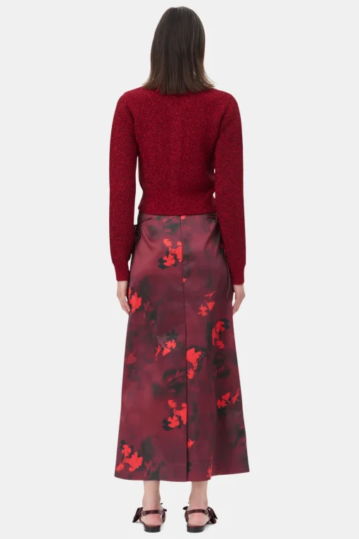 GANNI Trending Now | Festklær<Red Printed Satin Maxi-skjørt Winery