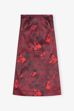 GANNI Trending Now | Festklær<Red Printed Satin Maxi-skjørt Winery