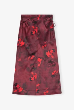 GANNI Trending Now | Festklær<Red Printed Satin Maxi-skjørt Winery
