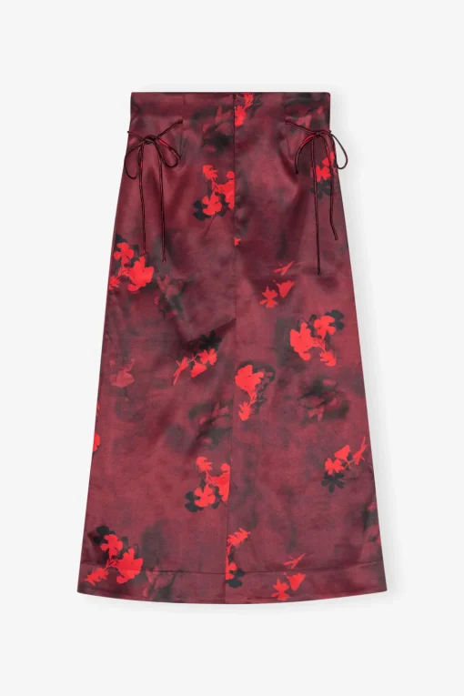 GANNI Trending Now | Festklær<Red Printed Satin Maxi-skjørt Winery