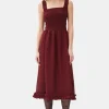 GANNI Trending Now | Kjoler<Red Sheer Midi Strap Smock-kjole Winery