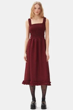 GANNI Trending Now | Kjoler<Red Sheer Midi Strap Smock-kjole Winery