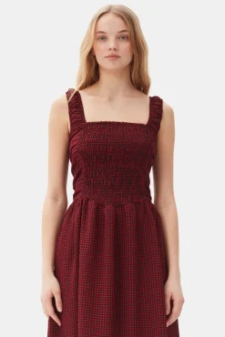 GANNI Trending Now | Kjoler<Red Sheer Midi Strap Smock-kjole Winery