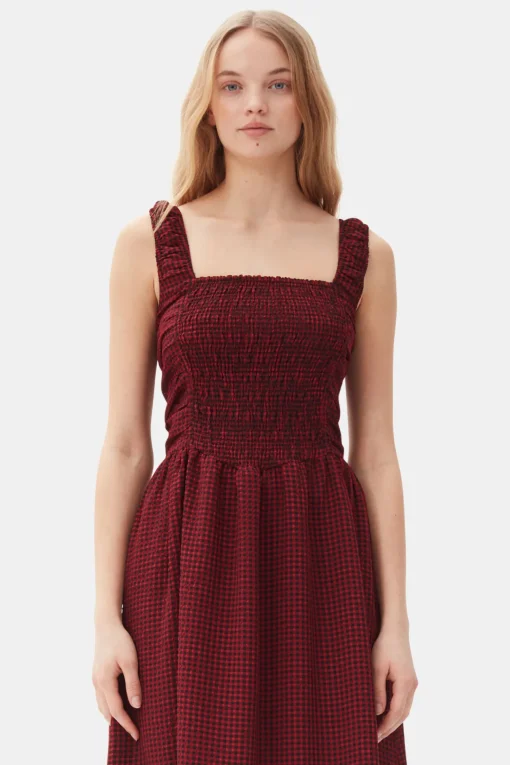 GANNI Trending Now | Kjoler<Red Sheer Midi Strap Smock-kjole Winery