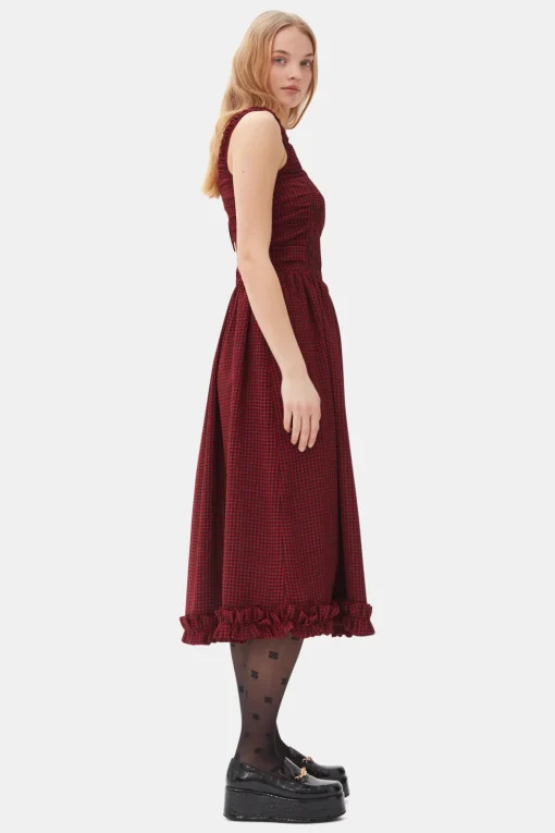 GANNI Trending Now | Kjoler<Red Sheer Midi Strap Smock-kjole Winery