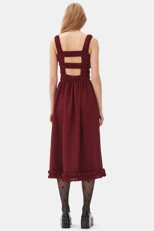 GANNI Trending Now | Kjoler<Red Sheer Midi Strap Smock-kjole Winery