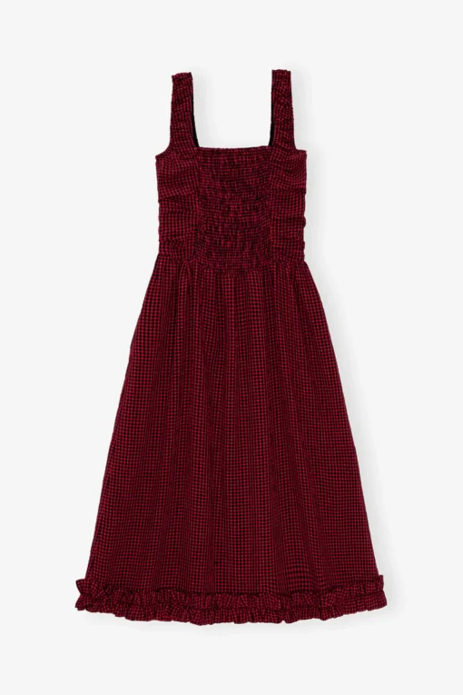 GANNI Trending Now | Kjoler<Red Sheer Midi Strap Smock-kjole Winery