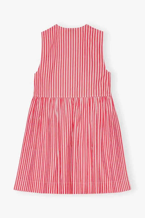GANNI Kjoler<Red Stripe Cotton Mini Bow Tie-kjole BarbadosCherry