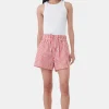 GANNI Sett<Red Stripe Cotton-shorts BarbadosCherry