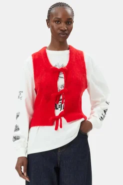 GANNI Strikkeplagg<Red Tie String-vest RacingRed
