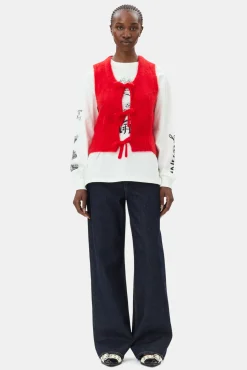 GANNI Strikkeplagg<Red Tie String-vest RacingRed