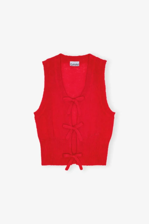 GANNI Strikkeplagg<Red Tie String-vest RacingRed