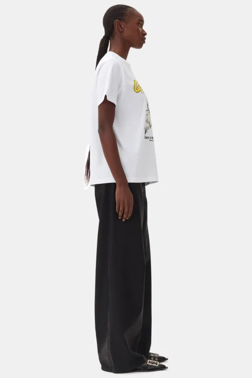 GANNI T-skjorter | Topper<Relaxed Bunny T-skjorte BrightWhite