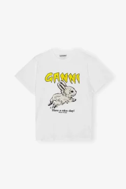 GANNI T-skjorter | Topper<Relaxed Bunny T-skjorte BrightWhite