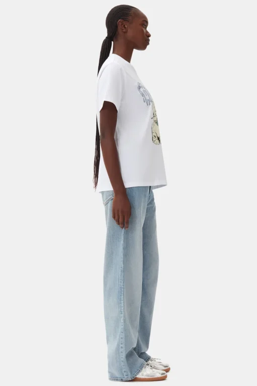 GANNI T-skjorter | Topper<Relaxed Cat T-skjorte BrightWhite
