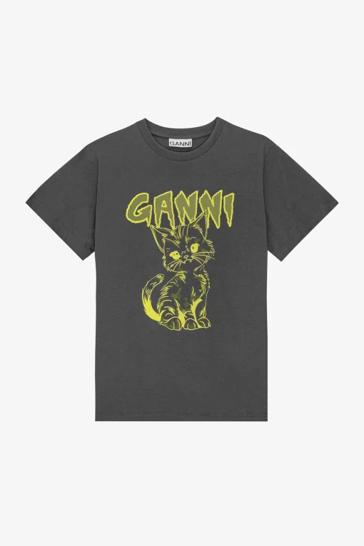GANNI T-skjorter | Topper<Relaxed Cat T-skjorte VolcanicAsh