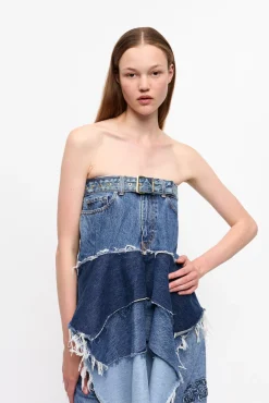 GANNI Fabrics Of The Future | Denimklær<Reworked Flounce-topp Denim