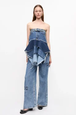 GANNI Fabrics Of The Future | Denimklær<Reworked Flounce-topp Denim