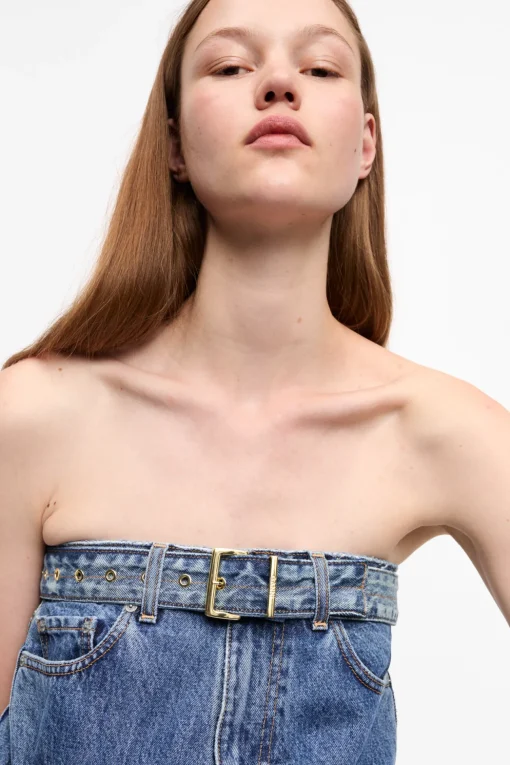 GANNI Fabrics Of The Future | Denimklær<Reworked Flounce-topp Denim